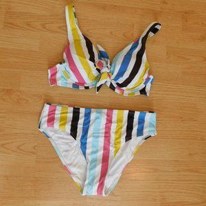 2 Piece Bikini - Stripes - Size M (8-10) - New no Tags